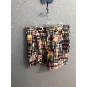 Vintage Berle Madras Shorts  Mens 36R Patchwork Plaid Pleated